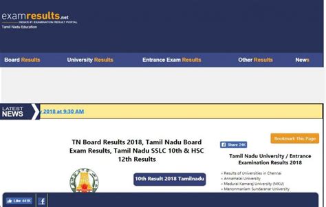 TN 10th Result 2018 Released at tnresults.nic.in: List of  .